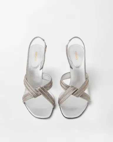 Versace Gianni Embellished Nappa & Satin Slingbacks 90 mm | Thumbnail 2 Versace Gianni Embellished Nappa & Satin Slingbacks 90 mm | Thumbnail 2