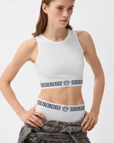 Versace Cotton-Jersey Crop Top | Thumbnail 2 Versace Cotton-Jersey Crop Top | Thumbnail 2
