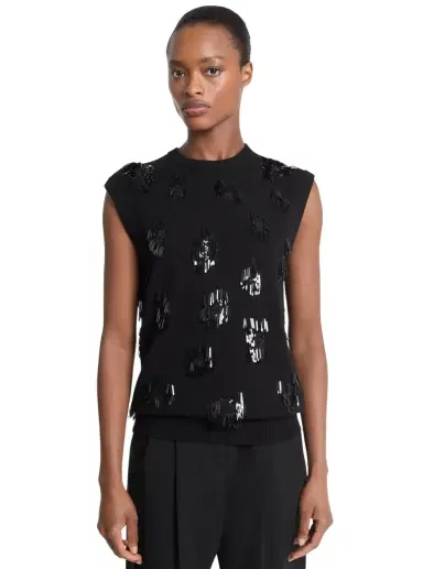 Michael Kors Collection Sequined Cashmere Sleeveless Sweater in | Thumbnail 1 Michael Kors Collection Sequined Cashmere Sleeveless Sweater in | Thumbnail 1