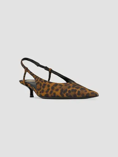 Saint Laurent Women's Secret Slingback Pumps in Leopard Grosgrain | Thumbnail 2 Saint Laurent Women's Secret Slingback Pumps in Leopard Grosgrain | Thumbnail 2