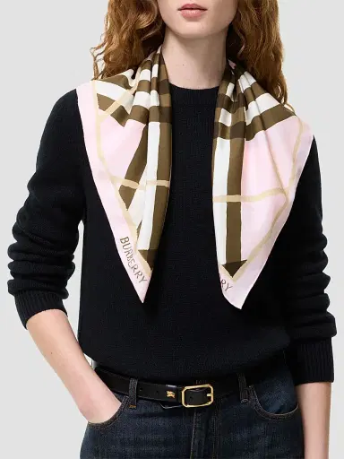 Burberry Women's Watercolor Check Silk Scarf | Thumbnail 3 Burberry Women's Watercolor Check Silk Scarf | Thumbnail 3