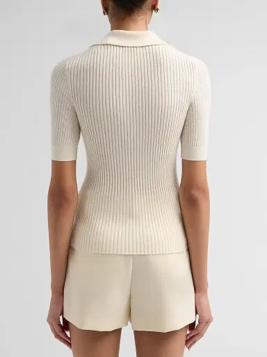 Burberry Women's Rain Rib-Knit Cashmere Polo Shirt | Thumbnail 3 Burberry Women's Rain Rib-Knit Cashmere Polo Shirt | Thumbnail 3