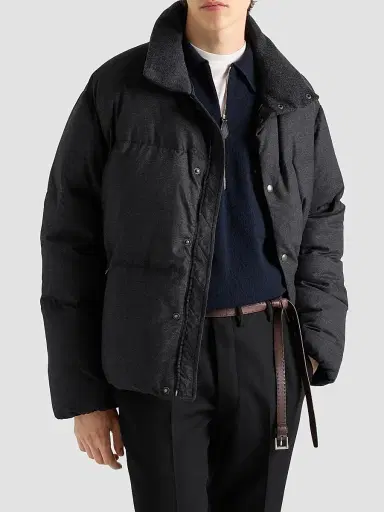 Prada Men's Medium-Weight Cashmere Down Jacket | Thumbnail 3 Prada Men's Medium-Weight Cashmere Down Jacket | Thumbnail 3