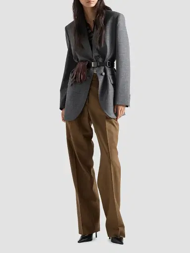 Prada Women's Single-Breasted Melange Hopsack Jacket | Thumbnail 2 Prada Women's Single-Breasted Melange Hopsack Jacket | Thumbnail 2