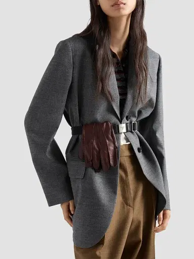 Prada Women's Single-Breasted Melange Hopsack Jacket | Thumbnail 3 Prada Women's Single-Breasted Melange Hopsack Jacket | Thumbnail 3