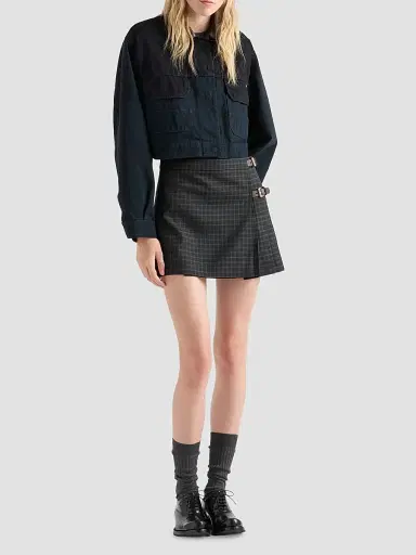 Prada Women's Checked Wool Mini Skirt | Thumbnail 2 Prada Women's Checked Wool Mini Skirt | Thumbnail 2