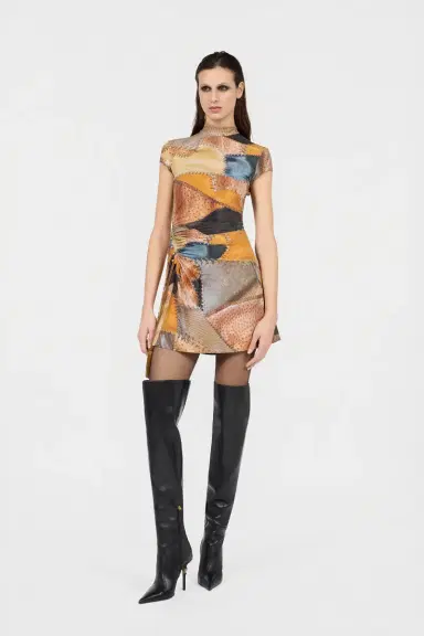 Roberto Cavalli Mini Dress With Patchwork Print | Thumbnail 2 Roberto Cavalli Mini Dress With Patchwork Print | Thumbnail 2