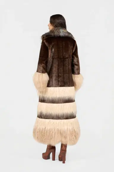 Roberto Cavalli Long Brown Faux Fur Coat | Thumbnail 3 Roberto Cavalli Long Brown Faux Fur Coat | Thumbnail 3