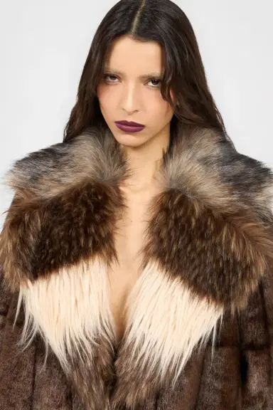 Roberto Cavalli Long Brown Faux Fur Coat | Thumbnail 4 Roberto Cavalli Long Brown Faux Fur Coat | Thumbnail 4