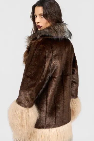 Roberto Cavalli Long Brown Faux Fur Coat | Thumbnail 5 Roberto Cavalli Long Brown Faux Fur Coat | Thumbnail 5
