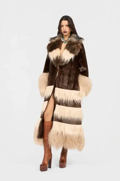 Roberto Cavalli Long Brown Faux Fur Coat | Thumbnail 6 Roberto Cavalli Long Brown Faux Fur Coat | Thumbnail 6