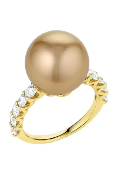 BAGGINS Diamond Golden Pearl Diamond Earrings | Thumbnail 1 BAGGINS Diamond Golden Pearl Diamond Earrings | Thumbnail 1