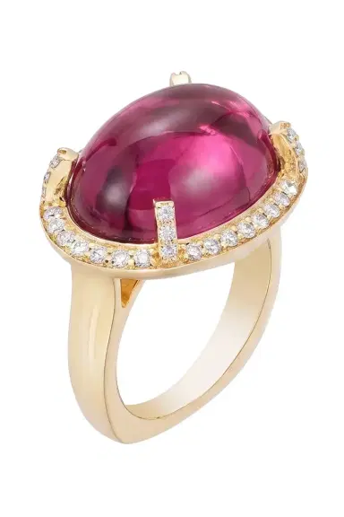 GOSHWARA Pink Tourmaline Diamond Oval Halo Ring | Thumbnail 2 GOSHWARA Pink Tourmaline Diamond Oval Halo Ring | Thumbnail 2