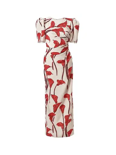 Carolina Herrera Women's Floral Gathered Puff-Sleeve Cocktail Dress | Thumbnail 1 Carolina Herrera Women's Floral Gathered Puff-Sleeve Cocktail Dress | Thumbnail 1