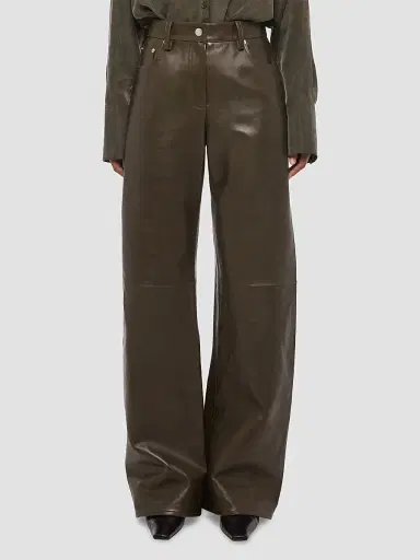 Helmut Lang Women's Relaxed Leather Bootcut Pants | Thumbnail 4 Helmut Lang Women's Relaxed Leather Bootcut Pants | Thumbnail 4