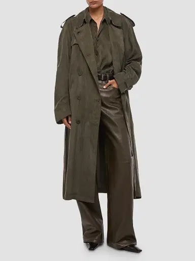 Helmut Lang Women's Fluid Relaxed-Fit Double-Breasted Trench Coat | Thumbnail 2 Helmut Lang Women's Fluid Relaxed-Fit Double-Breasted Trench Coat | Thumbnail 2