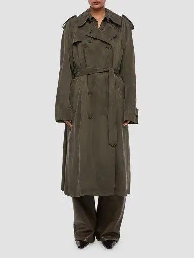 Helmut Lang Women's Fluid Relaxed-Fit Double-Breasted Trench Coat | Thumbnail 4 Helmut Lang Women's Fluid Relaxed-Fit Double-Breasted Trench Coat | Thumbnail 4