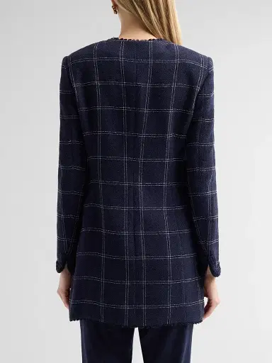 MAISON COMMON Women's Windowpane Collarless Jacket | Thumbnail 3 MAISON COMMON Women's Windowpane Collarless Jacket | Thumbnail 3