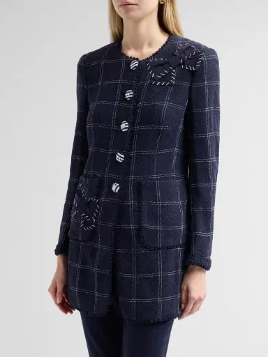 MAISON COMMON Women's Windowpane Collarless Jacket | Thumbnail 4 MAISON COMMON Women's Windowpane Collarless Jacket | Thumbnail 4