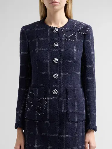 MAISON COMMON Women's Windowpane Collarless Jacket | Thumbnail 5 MAISON COMMON Women's Windowpane Collarless Jacket | Thumbnail 5