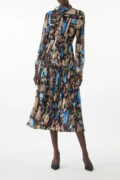 Jason Wu Collection TIE-NECK PLEATED MIDI DRESS IN CREPE CHIFFON | Thumbnail 3 Jason Wu Collection TIE-NECK PLEATED MIDI DRESS IN CREPE CHIFFON | Thumbnail 3