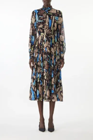 Jason Wu Collection TIE-NECK PLEATED MIDI DRESS IN CREPE CHIFFON | Thumbnail 4 Jason Wu Collection TIE-NECK PLEATED MIDI DRESS IN CREPE CHIFFON | Thumbnail 4
