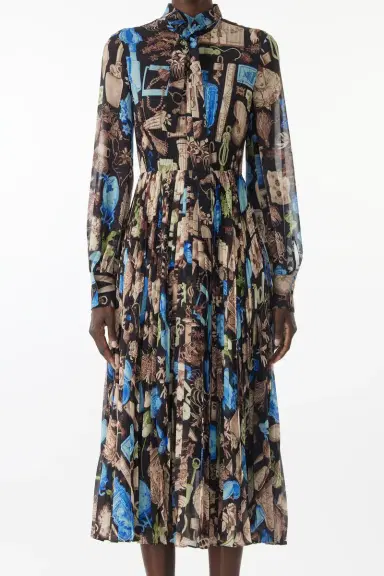 Jason Wu Collection TIE-NECK PLEATED MIDI DRESS IN CREPE CHIFFON | Thumbnail 5 Jason Wu Collection TIE-NECK PLEATED MIDI DRESS IN CREPE CHIFFON | Thumbnail 5