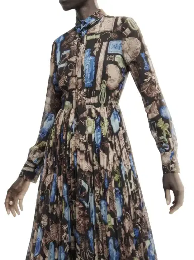 Jason Wu Collection TIE-NECK PLEATED MIDI DRESS IN CREPE CHIFFON | Thumbnail 1 Jason Wu Collection TIE-NECK PLEATED MIDI DRESS IN CREPE CHIFFON | Thumbnail 1