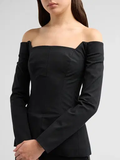 Lela Rose Women's Off-The-Shoulder Stretch Cotton Top | Thumbnail 5 Lela Rose Women's Off-The-Shoulder Stretch Cotton Top | Thumbnail 5