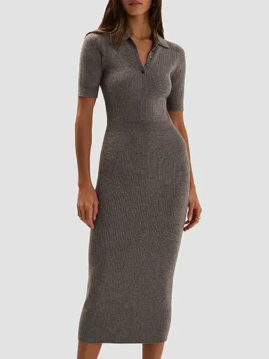 Favorite Daughter Women's The Hard To Get Wool Midi Dress | Thumbnail 2 Favorite Daughter Women's The Hard To Get Wool Midi Dress | Thumbnail 2