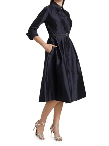 Teri Jon by Rickie Freeman Women's Silk Taffeta Shirtdress | Thumbnail 2 Teri Jon by Rickie Freeman Women's Silk Taffeta Shirtdress | Thumbnail 2