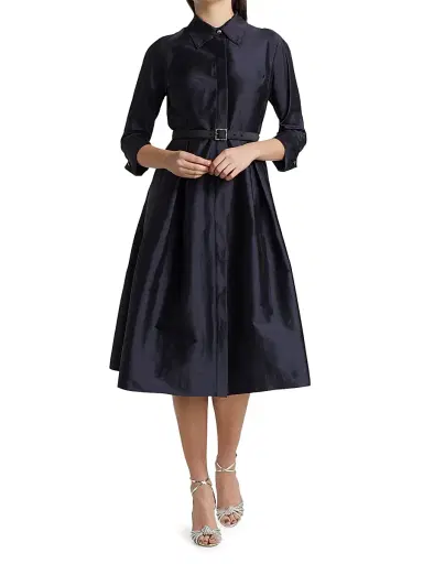 Teri Jon by Rickie Freeman Women's Silk Taffeta Shirtdress | Thumbnail 3 Teri Jon by Rickie Freeman Women's Silk Taffeta Shirtdress | Thumbnail 3