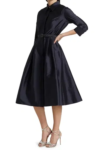 Teri Jon by Rickie Freeman Women's Silk Taffeta Shirtdress | Thumbnail 4 Teri Jon by Rickie Freeman Women's Silk Taffeta Shirtdress | Thumbnail 4