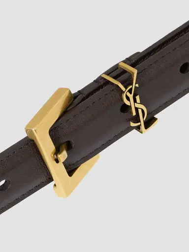 Saint Laurent Women's Cassandre Thin Belt with Square Buckle in Smooth Leather | Thumbnail 4 Saint Laurent Women's Cassandre Thin Belt with Square Buckle in Smooth Leather | Thumbnail 4