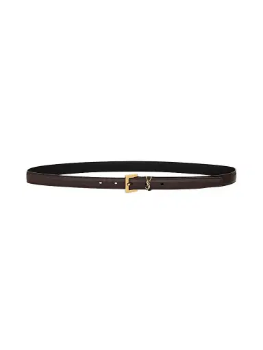 Saint Laurent Women's Cassandre Thin Belt with Square Buckle in Smooth Leather | Thumbnail 1 Saint Laurent Women's Cassandre Thin Belt with Square Buckle in Smooth Leather | Thumbnail 1