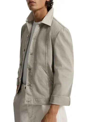 Brunello Cucinelli Men's Garment Dyed Outerwear Jacket in Comfort Cotton Lightweight Denim | Thumbnail 5 Brunello Cucinelli Men's Garment Dyed Outerwear Jacket in Comfort Cotton Lightweight Denim | Thumbnail 5