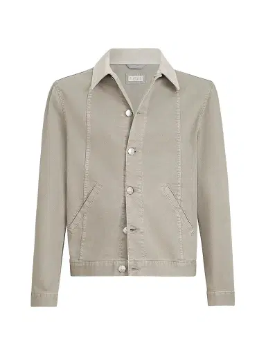 Brunello Cucinelli Men's Garment Dyed Outerwear Jacket in Comfort Cotton Lightweight Denim | Thumbnail 1 Brunello Cucinelli Men's Garment Dyed Outerwear Jacket in Comfort Cotton Lightweight Denim | Thumbnail 1
