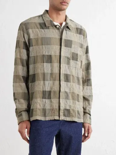 Folk Patch Checked Cotton-Blend Seersucker Shirt - Men | Thumbnail 3 Folk Patch Checked Cotton-Blend Seersucker Shirt - Men | Thumbnail 3
