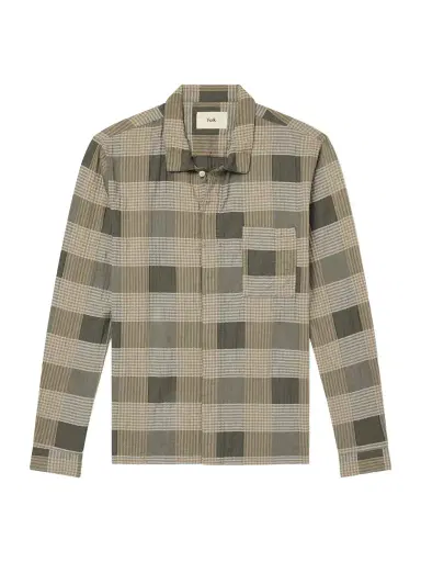 Folk Patch Checked Cotton-Blend Seersucker Shirt - Men | Thumbnail 1 Folk Patch Checked Cotton-Blend Seersucker Shirt - Men | Thumbnail 1