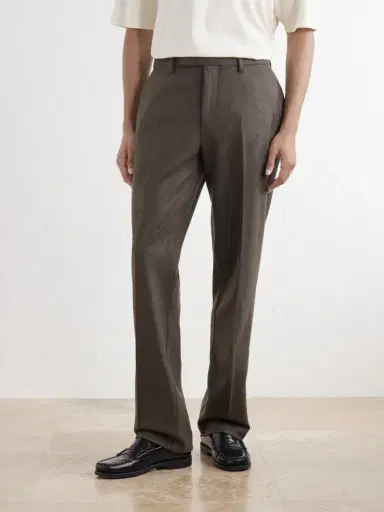 Sunspel Straight-Leg Wool Brushed Trousers - Men | Thumbnail 3 Sunspel Straight-Leg Wool Brushed Trousers - Men | Thumbnail 3