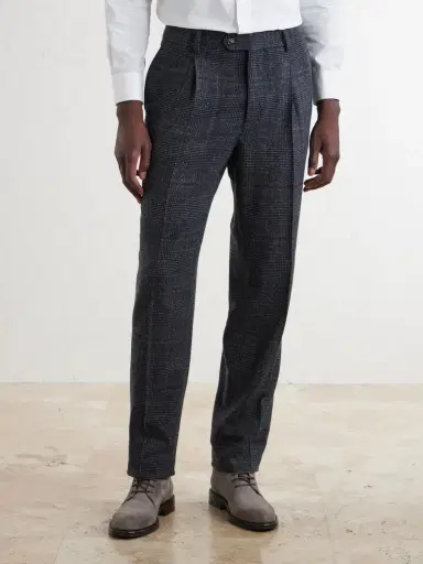 Brunello Cucinelli Lesire Straight-Leg Pleated Checked Silk, Wool and Cashmere-Blend Suit Trousers - Men | Thumbnail 3 Brunello Cucinelli Lesire Straight-Leg Pleated Checked Silk, Wool and Cashmere-Blend Suit Trousers - Men | Thumbnail 3