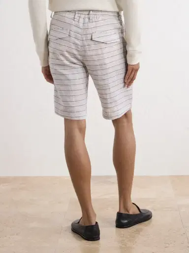 ELEVENTY Straight-Leg Striped Drawstring Linen Shorts - Men | Thumbnail 4 ELEVENTY Straight-Leg Striped Drawstring Linen Shorts - Men | Thumbnail 4