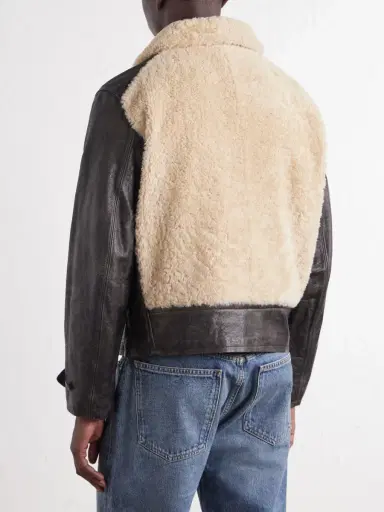 RRL Geronimo Belted Shearling-Trimmed Leather Jacket - Men | Thumbnail 4 RRL Geronimo Belted Shearling-Trimmed Leather Jacket - Men | Thumbnail 4