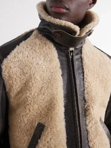 RRL Geronimo Belted Shearling-Trimmed Leather Jacket - Men | Thumbnail 5 RRL Geronimo Belted Shearling-Trimmed Leather Jacket - Men | Thumbnail 5