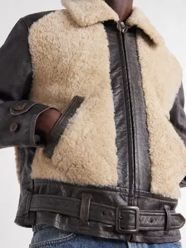 RRL Geronimo Belted Shearling-Trimmed Leather Jacket - Men | Thumbnail 6 RRL Geronimo Belted Shearling-Trimmed Leather Jacket - Men | Thumbnail 6
