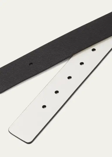 Prada Men's Reversible Saffiano Leather Belt Strap | Thumbnail 4 Prada Men's Reversible Saffiano Leather Belt Strap | Thumbnail 4