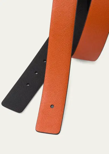 Prada Men's Reversible Saffiano Leather Belt Strap | Thumbnail 6 Prada Men's Reversible Saffiano Leather Belt Strap | Thumbnail 6
