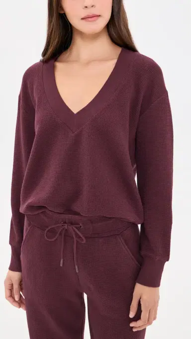 Negative Waffle Knit Deep V Pullover | Thumbnail 2 Negative Waffle Knit Deep V Pullover | Thumbnail 2
