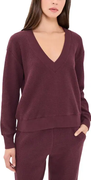 Negative Waffle Knit Deep V Pullover | Thumbnail 1 Negative Waffle Knit Deep V Pullover | Thumbnail 1