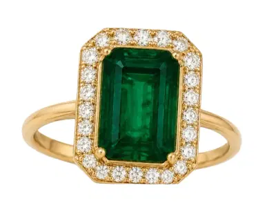 Wish Fine Jewelry 4.665ct Diamond Emerald 18K Gold Halo Cocktail Ring | Thumbnail 1 Wish Fine Jewelry 4.665ct Diamond Emerald 18K Gold Halo Cocktail Ring | Thumbnail 1